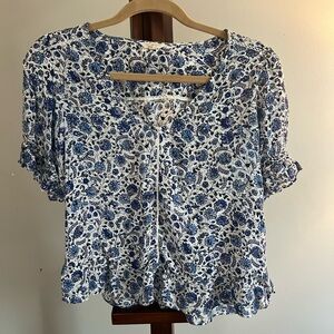Lucky Brand Blue and White Floral Blouse